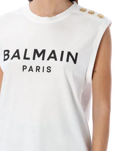 Balmain Logo Cotton Jersey Tank Top