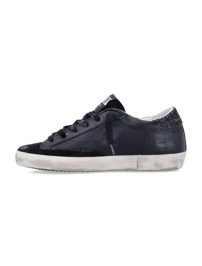 Golden Goose Textured Star Design Sneakers With Sparkling Accents