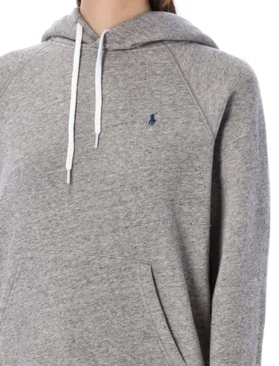 Polo Ralph Lauren Grey Hoodie With Drawstring Hood And Pony Embroidery On The Front In Cotton Blend Woman