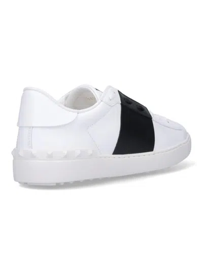 Valentino Navy Blue Leather Open Sneakers With Black Band