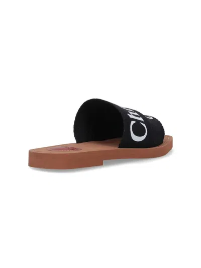 Chloé Black Woody Sandals In Black