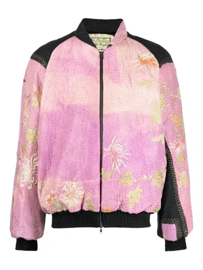 FLORAL-EMBROIDERED BOMBER JACKET
