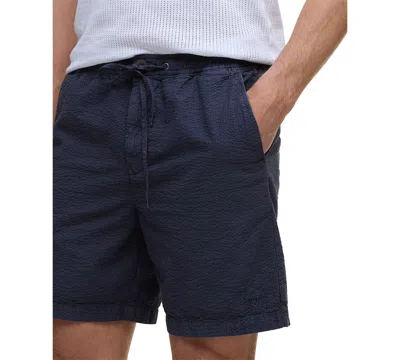 Barbour Seersucker Relaxed Shorts In Blue