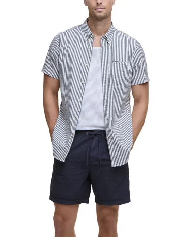 Barbour Seersucker Relaxed Shorts In Blue