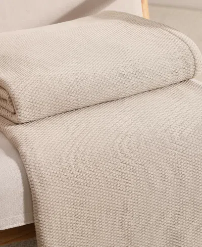 Tommy Hilfiger Solid Cotton Pique Blanket, Twin