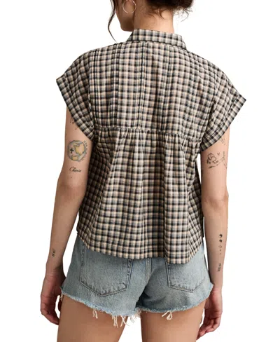 Lucky Brand Women's Cotton Pintuck Button-front Top In Black