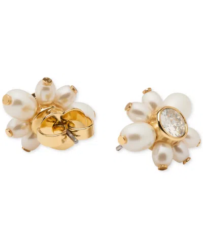 Kate Spade Gold-tone Color Cubic Zirconia & Imitation Pearl Flower Stud Earrings