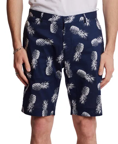 Paisley & Gray Men's Felix Slim Fit Pineapple Print 8-1/2" Shorts In Blue