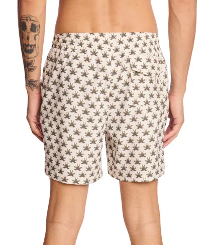 Paisley & Gray Men's Gilligan Printed Drawstring 6" Swim Trunks In White