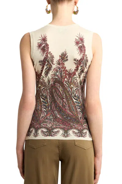 Etro , Silk And Cashmere Top With Placed Print, Woman, Multicolour, Size 44