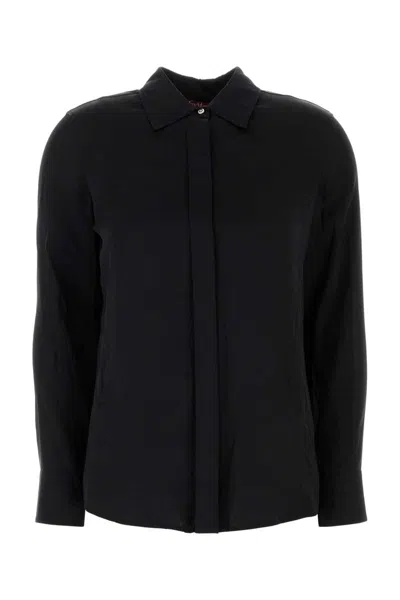 Max Mara Camicia Baden In Raso Stretch Nero Donna