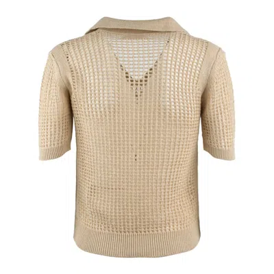 Mc2 Saint Barth Beige Crochet Mesh Polo Shirt