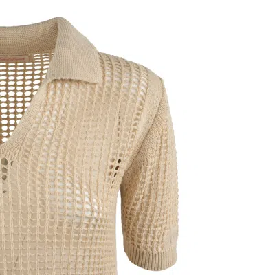Mc2 Saint Barth Beige Crochet Mesh Polo Shirt