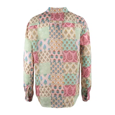 Mc2 Saint Barth Classic Linen Shirt With Floral Patch Print