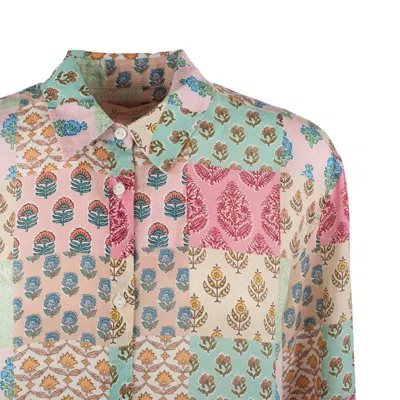 Mc2 Saint Barth Classic Linen Shirt With Floral Patch Print