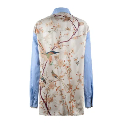 Pierre-louis Mascia Light Blue Striped And Floral Shirt