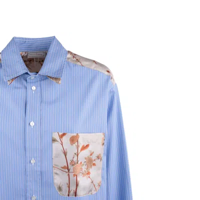Shop Pierre-louis Mascia Cotton Silk Blend Patchwork Shirt