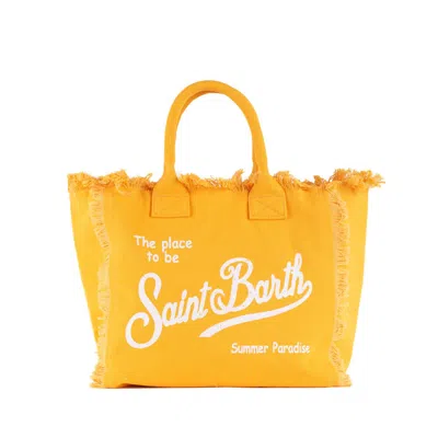 Mc2 Saint Barth Vanity Tote Bag In Yellow Cotton Canvas