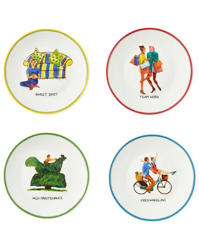 Spode Set Of 4 Kit Kemp Tidbit Plates
