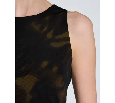 Kenneth Cole Sandra Side Ruched Asymmetrical Mesh Tank Dress