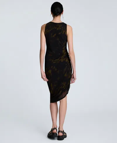 Kenneth Cole Sandra Side Ruched Asymmetrical Mesh Tank Dress