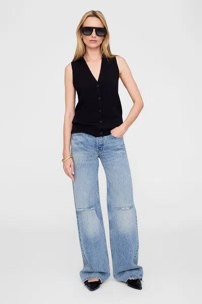 Anine Bing Womens Black Lawrence V-neck Stretch-wool Blend Vest