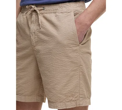 Barbour Seersucker Relaxed Fit Drawstring Shorts In Neutral
