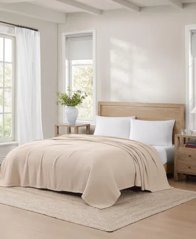 Tommy Hilfiger Solid Cotton Pique Blanket, Twin