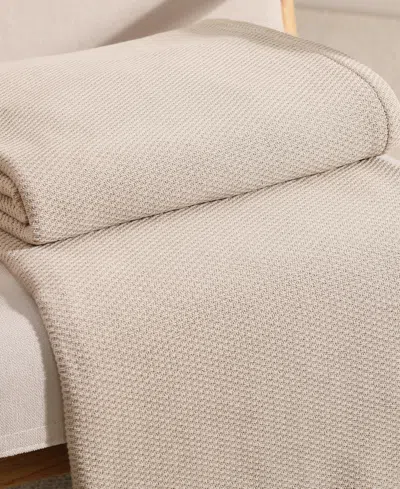 Tommy Hilfiger Solid Cotton Pique Blanket, Twin