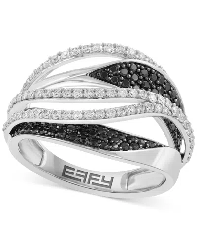 Effy Collection Effy Black & White Diamond Multi-row Ring (7/8 Ct. T.w.) In 14k White Gold