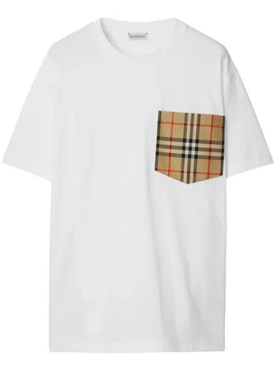 Burberry Contrast-pocket Short-sleeve Cotton T-shirt In White