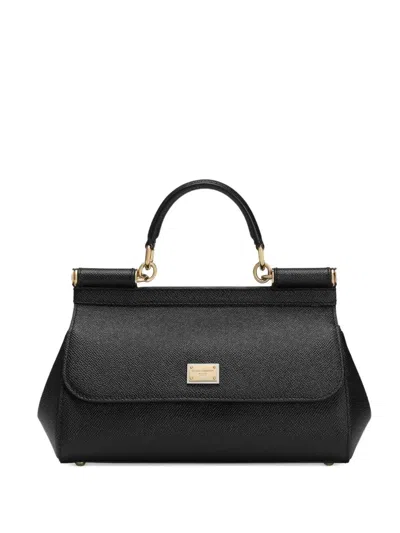 Dolce & Gabbana Black Medium Sicily Handbag In Black