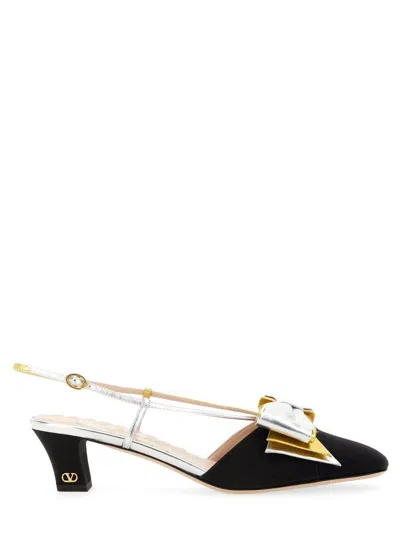 Valentino Slingback Decollete Bowow In Moire Tissue