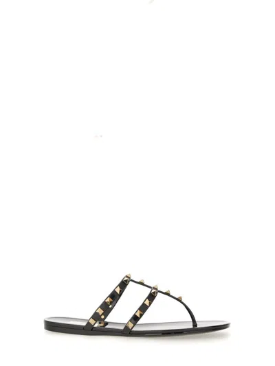 Valentino Rockstud T-strap Flat Slide Sandals