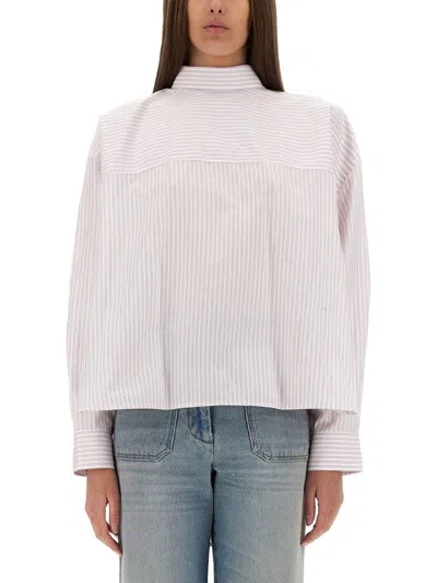 Victoria Beckham Bow Detail Oversized Striped Blouse