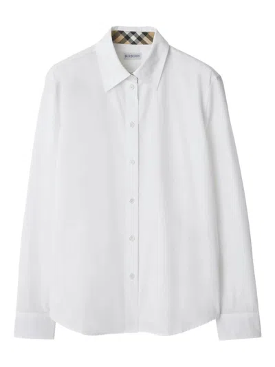 Burberry Cotton Poplin Shirt With Check Pattern Detail