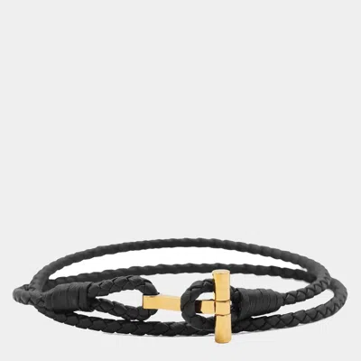 Tom Ford Black Calf Leather Bracelets
