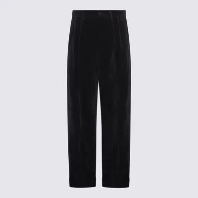 Valentino Garavani Cotton And Linen Blend Trousers In Black