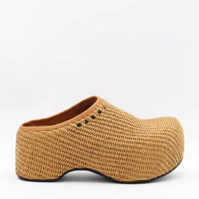 Marni Heel Sandals With Woven Texture Platform