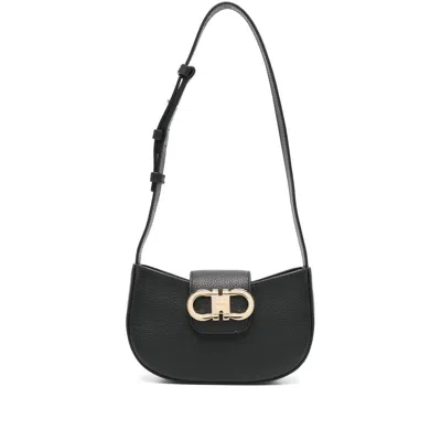 Ferragamo Gabry Black Calf Leather Shoulder Bag