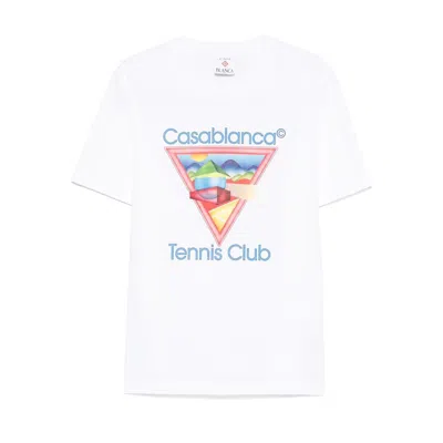Casablanca Cotton Crew Neck T-shirt With Graphic Print In White