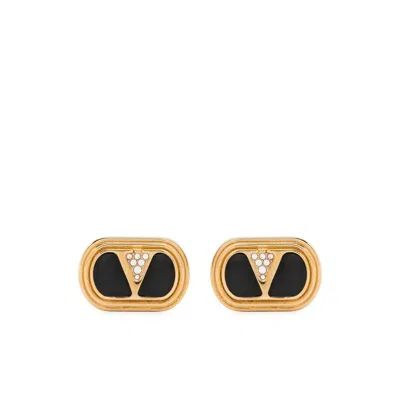 Valentino Ovalette Vlogo Enamelled Stud Earrings