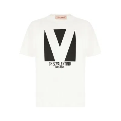 Valentino Mens Avorio Logo-print Crew-neck Cotton-jersey T-shirt