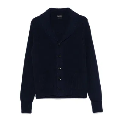 Tom Ford Cashmere Knit Sweater With Buffalo Horn Buttons And Shawl Collar