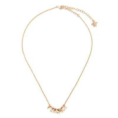 Versace Logo-lettering Necklace In Gold