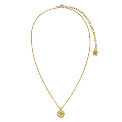 Versace Logo Plaque Chain Necklace In Gold