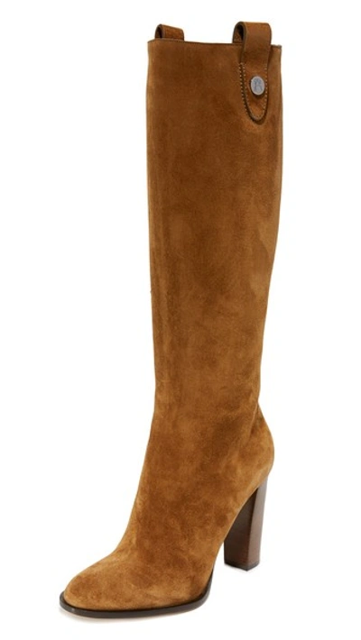 Paul Andrew Osman Suede Knee Boots In Cacao