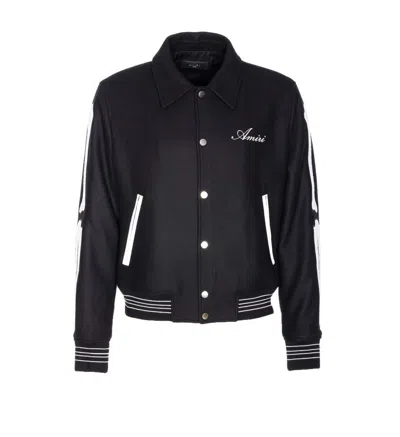 Amiri Twill Wool Bones Bomber Jacket With Patches