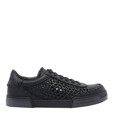 Dolce & Gabbana Round Toe Leather Low Top Sneakers