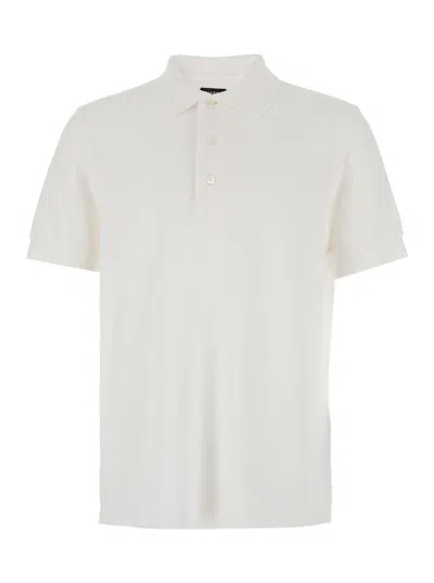 Tom Ford White Polo Shirt With Classic Collar In Cotton Blend Man In White